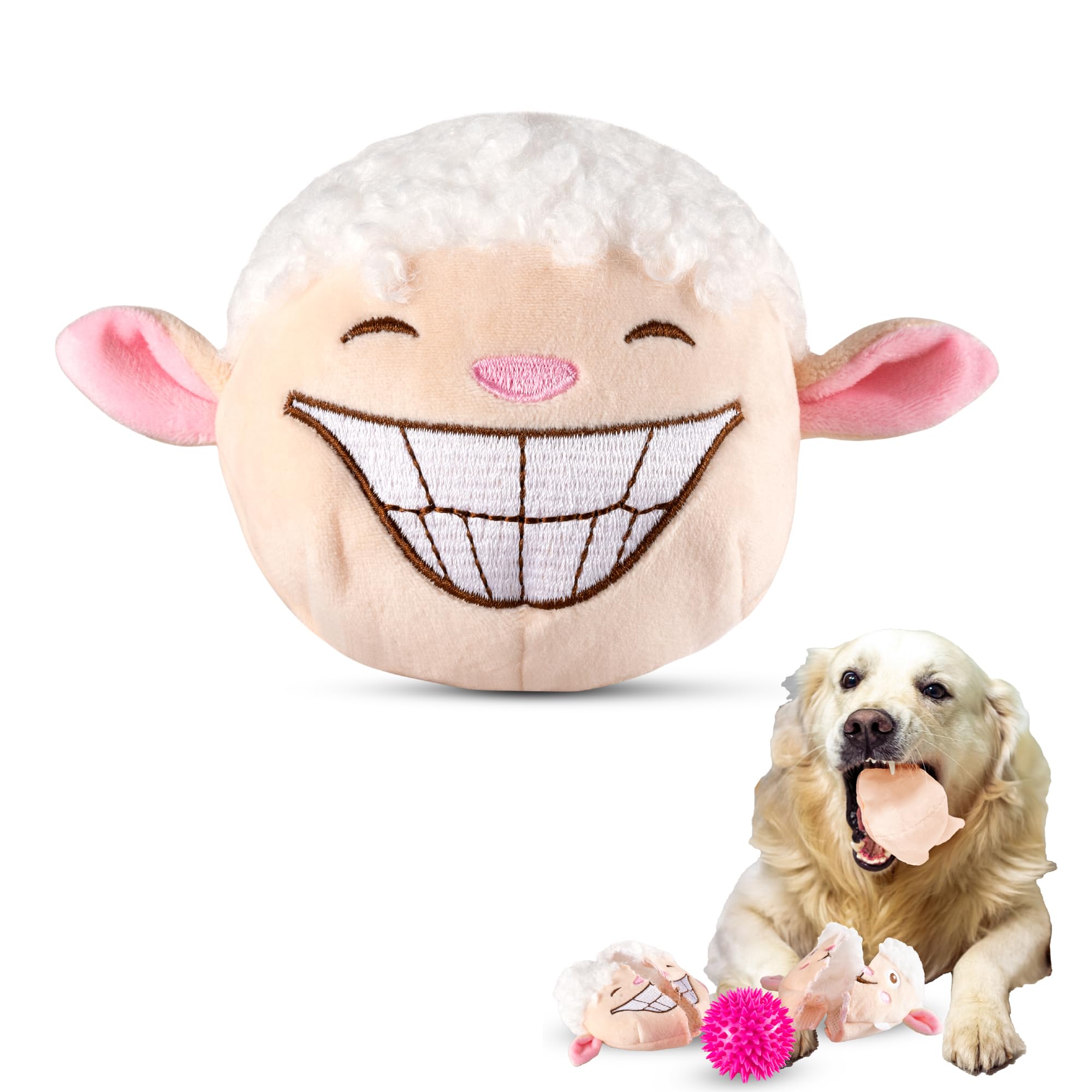 ZENAPOKI Dog Toys for Aggressive Chewers (3in1) - Squeaky Dog Toys Interactive - Dog Toys for Medium Dogs, Large & Small Breeds - Puppy Teething Chew Dog Toy - Juguetes Perros - Sheep