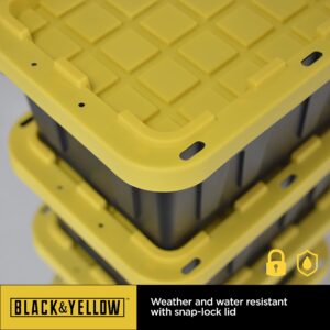 BLACK & YELLOW® 5-Gallon Tough Storage Containers with Lids, Stackable, Extremely Durable, [4-Pack]