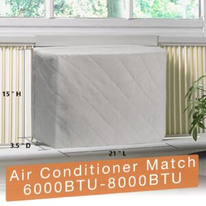 HOXHA 2 Pack Indoor Air Conditioner Cover for Window Units, Inside Window AC Covers Double Insulation with Free Elastic Straps