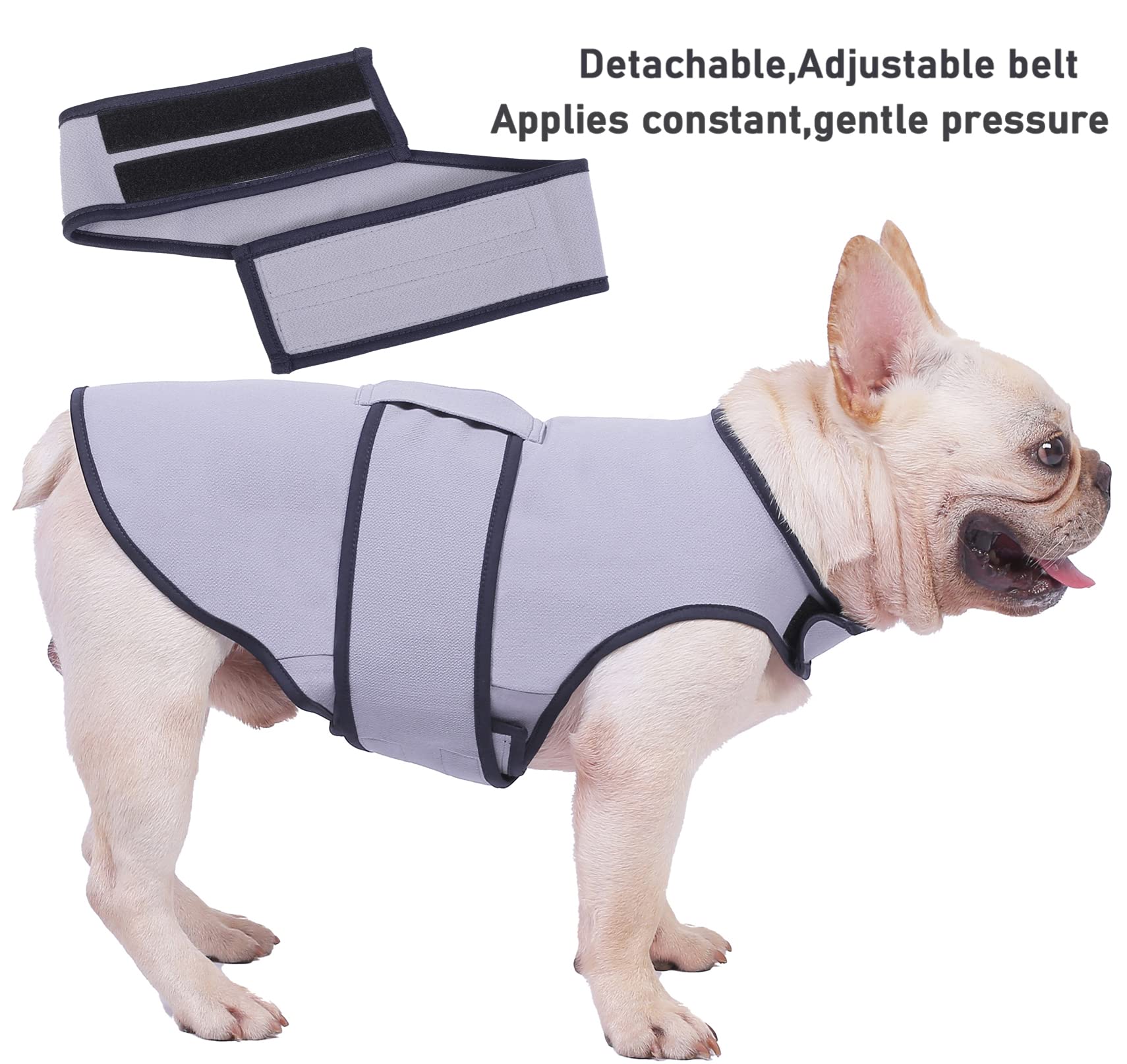 Sychien Dog Anxiety Dog Jacket,Dog Thunder Calming Shirt Wrap Vest for Large Dogs,Travel, Fireworks, Separation, Bluish Grey L