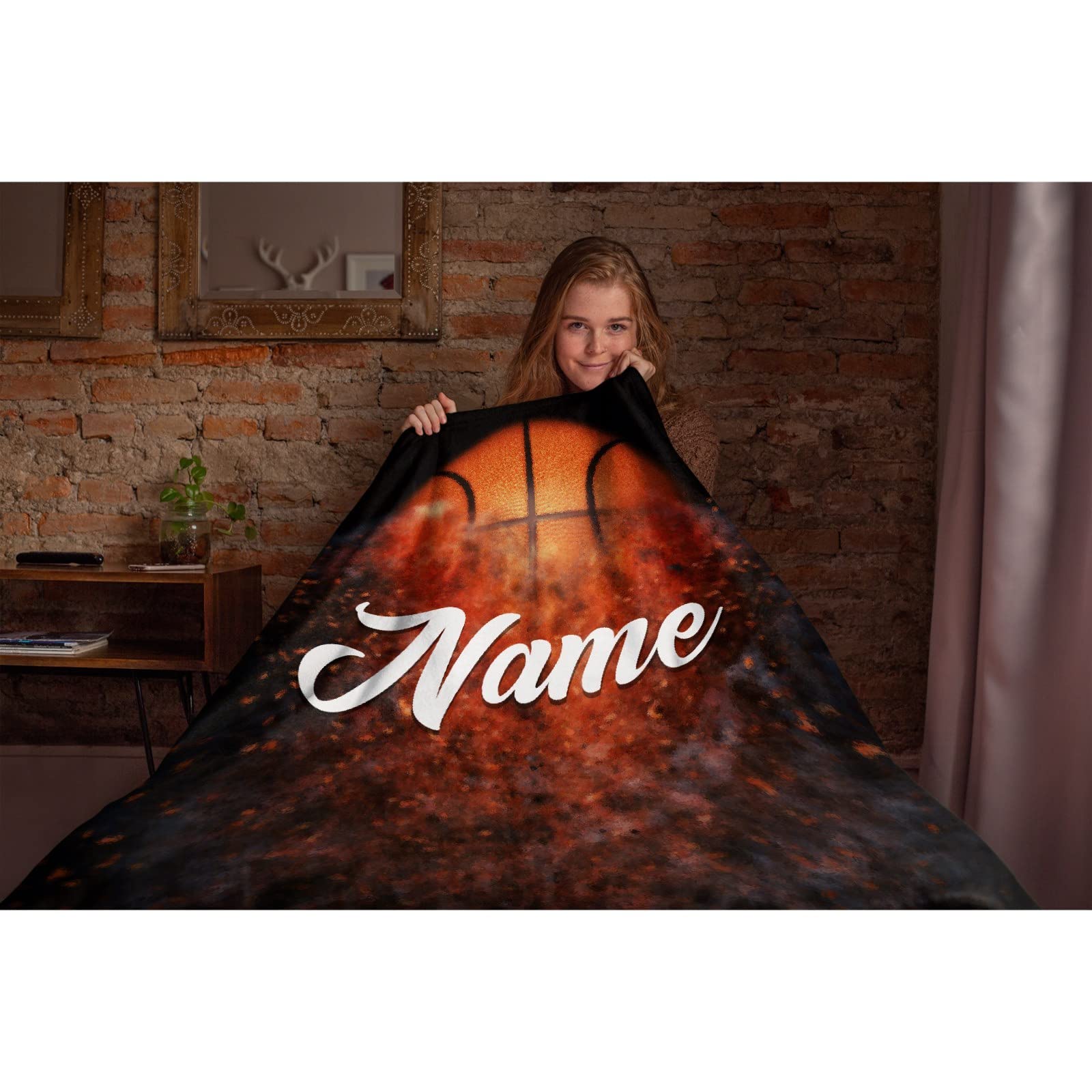 Softerhug Basketball Custom Name Custom Blanket with Words Soft Customized Birthday Throw Personalized Gifts Family Mom Kids Dogs Friends or Lover 60 in x 50 in Medium Teen