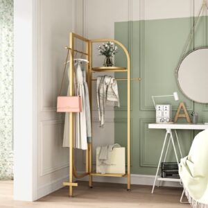 DOORXIFO Corner Gold Metal Clothing Racks,Heavy Duty Freestanding Clothes Racks Coat Rack for Hallway Entryway,Design Unique Garment racks Display Racks for Hanging Clothes