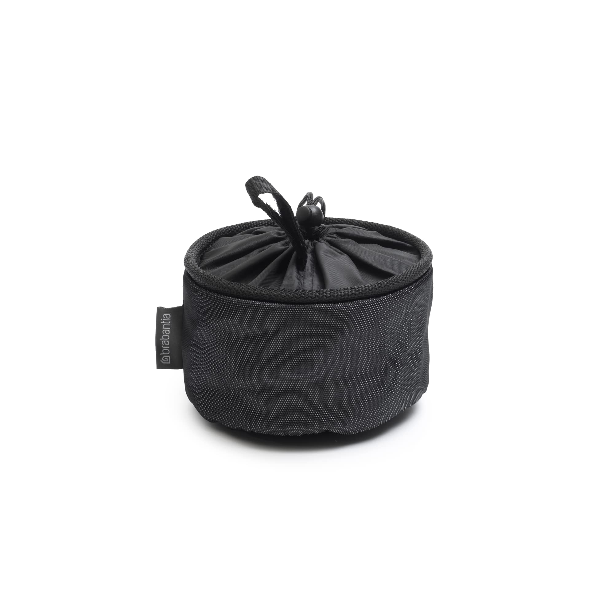 Brabantia Compact Clothespin Storage Bag with Hanging Loop & Closing Cord (Matt Black) Space Saving Organizer for Clothes Pins, Hangs on Clothesline or Drying Rack, Holds up to 75 Pins