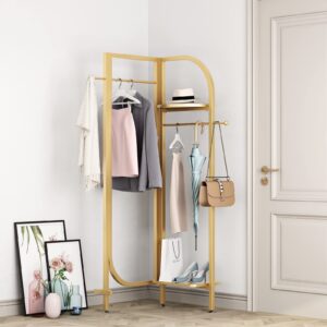 DOORXIFO Corner Gold Metal Clothing Racks,Heavy Duty Freestanding Clothes Racks Coat Rack for Hallway Entryway,Design Unique Garment racks Display Racks for Hanging Clothes