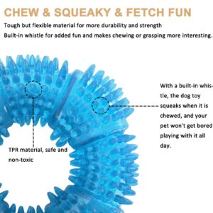 Cdycam Dog Teething Ring Dog Chew Toy, Squeaky Dog Toys for Aggressive Chewers Medium Large Dogs, Rubber Dog Teething Toys