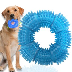 Cdycam Dog Teething Ring Dog Chew Toy, Squeaky Dog Toys for Aggressive Chewers Medium Large Dogs, Rubber Dog Teething Toys