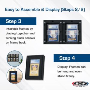 BCW Interlocking Graded Card Frames - Black - Pack of 4 | Interlocking Frames Ideal for Collectibles, Trading Cards, and Memorabilia | Wall Display Frame