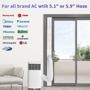 JEACENT Portable AC Window Vent Kit - Complete Air Conditioner Window Kit, Adjustable PVC Window Seal Kit Panels Up to 60 Inches, for Universal Thread AC Exhaust Hose of 5.1" and 5.9" Diameter