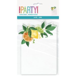 Unique Citrus Fruits Delight Paper Place Cards - 11" x 6.5", 6 Count - Perfect for Any Occasion, Made for Meaningful Celebrations