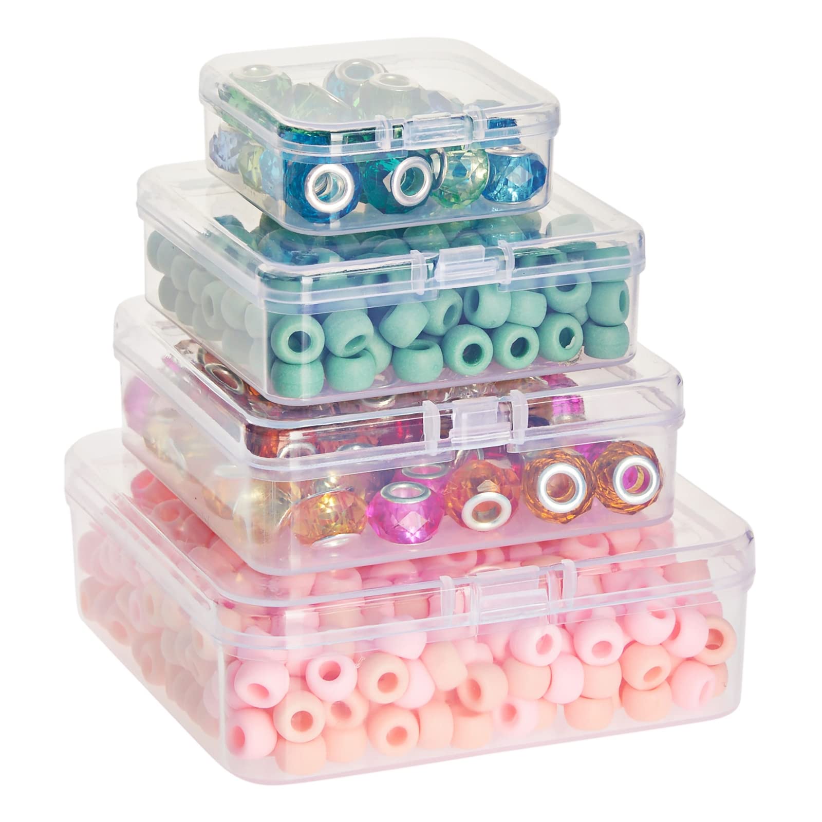 Bright Creations 40 Piece Empty Square Mini Storage Containers with Lids for Crafts, Jewelry, Board Game Storage (4 Sizes)