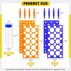 Mardatt 27Pcs 50mL Conical Centrifuge Tubes and 28 Well Centrifuge Tube Holder Set, Polypropylene Sterile Lab Test Tubes with Screw Caps and Graduated Marks, Detachable Plastic Stand for Laboratory