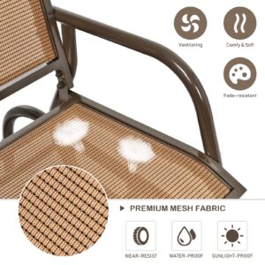 Tangkula Swing Glider Chair, Ergonomic Rocking Chair with Comfortable Fabric, Iron Frame, 4 Non-Slip Foot Pads, Outdoor Patio Glider Rocker Chair for Living Room, Garden, Backyard