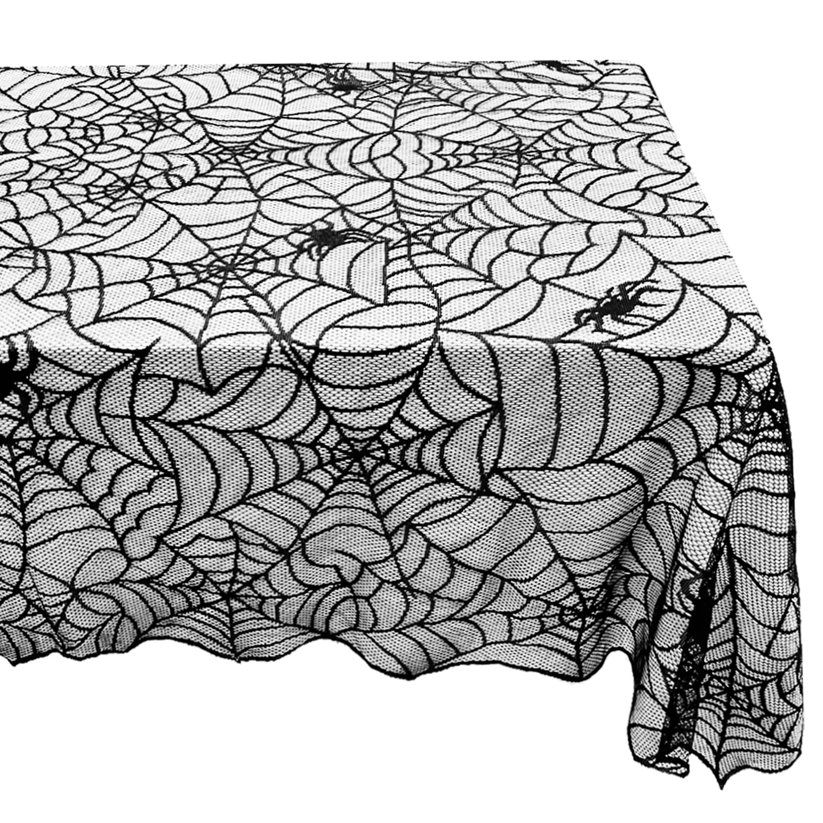 eZAKKA Halloween Table Cloth, 60"x104" Spider Webs Tablecloths Black Tablecloth Lace Fabric Table Cloths Spooky Table Cover for Rectangle Tables for Parties Gothic Halloween Home Decorations