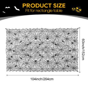 eZAKKA Halloween Table Cloth, 60"x104" Spider Webs Tablecloths Black Tablecloth Lace Fabric Table Cloths Spooky Table Cover for Rectangle Tables for Parties Gothic Halloween Home Decorations