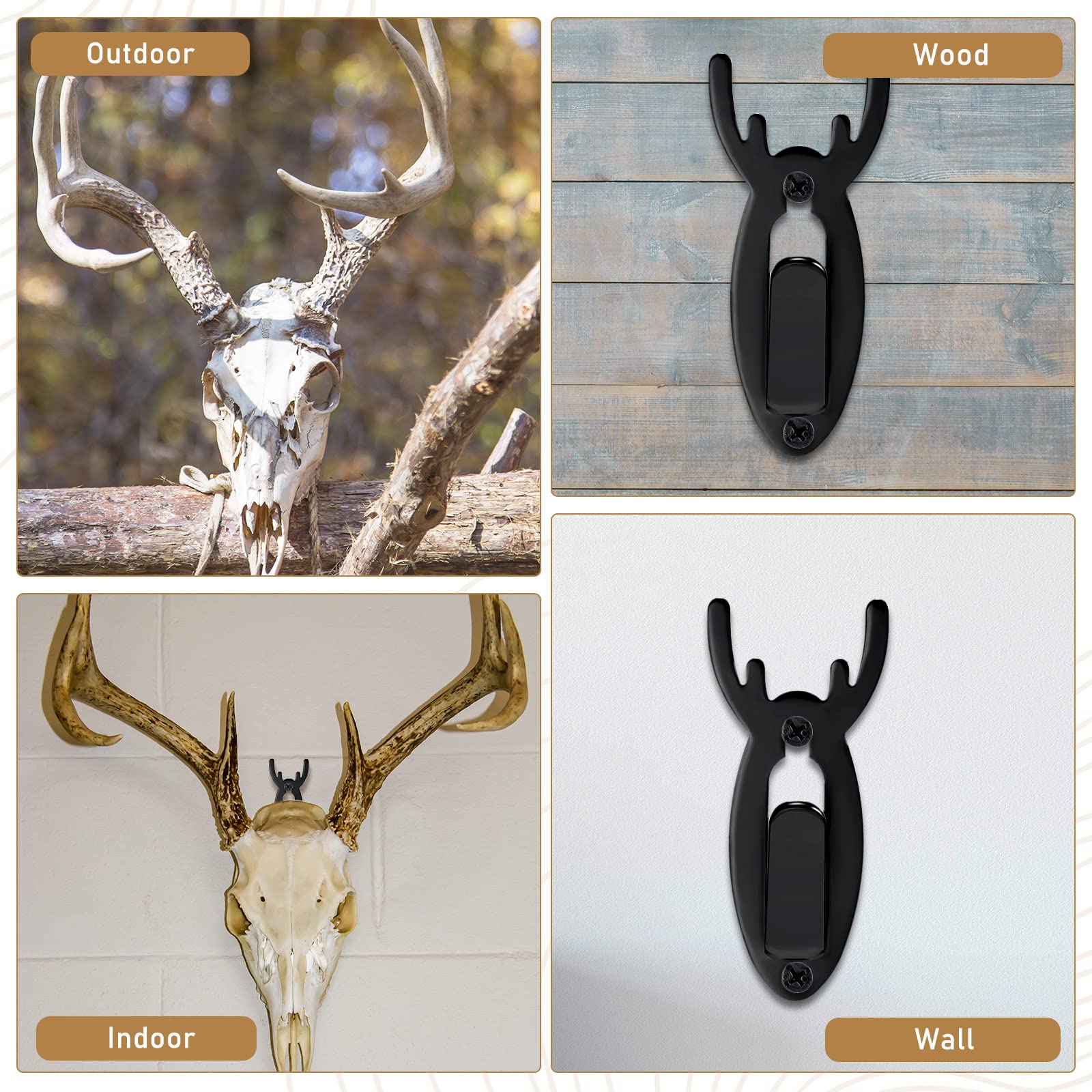 Leifide 15 Pcs European Mount Skull Hanger Antler Style Deer Skull Mount Steel Skull Wall Mount Bracket for Hanging Mounting Elk Deer Antelope Living Room Bedroom Home Decor