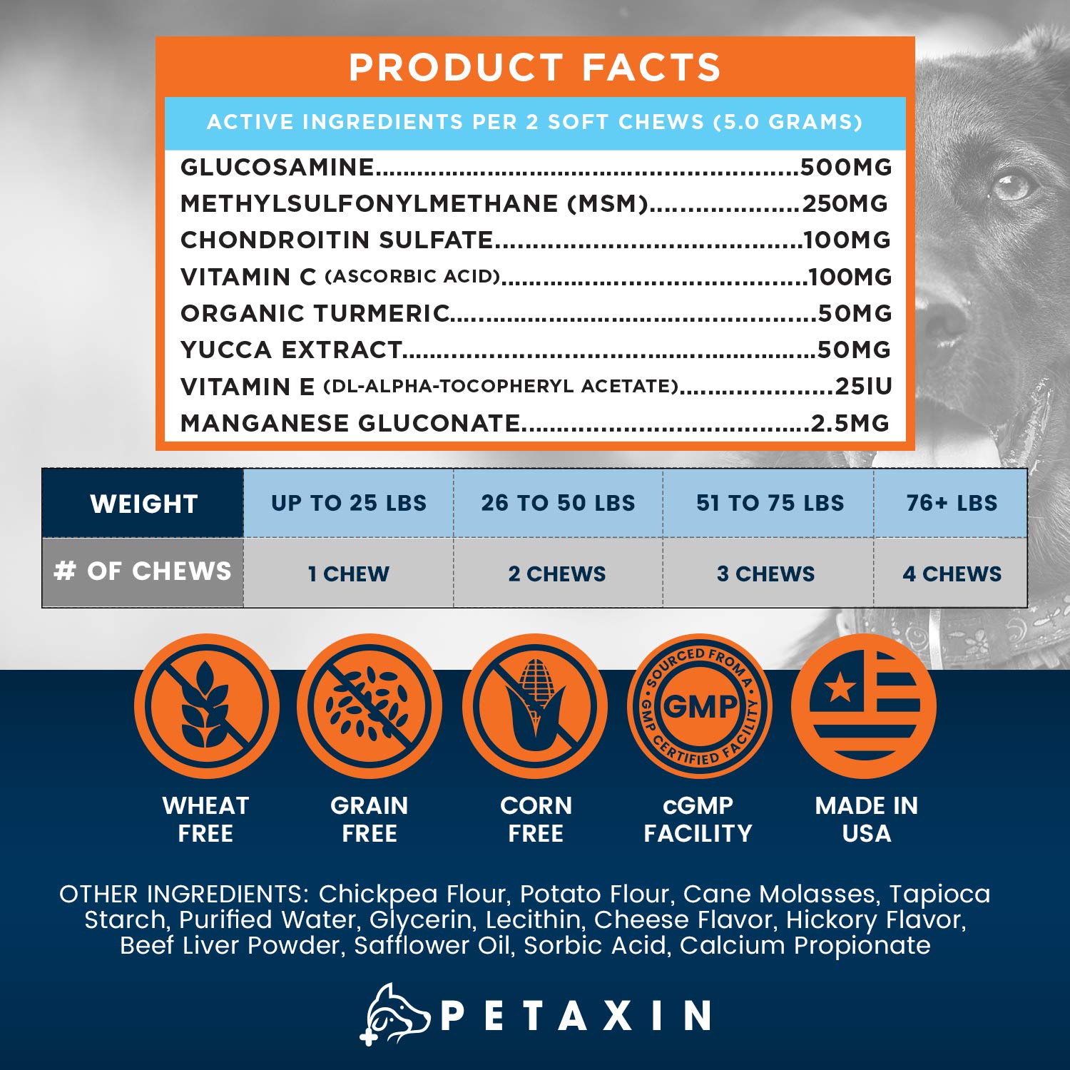 Petaxin Probiotics for Dogs 120 Chews, Calming Treats for Dogs - Anxiety and Stress Relief - 120 Chews and Glucosamine for Dogs - 120 Soft Chews