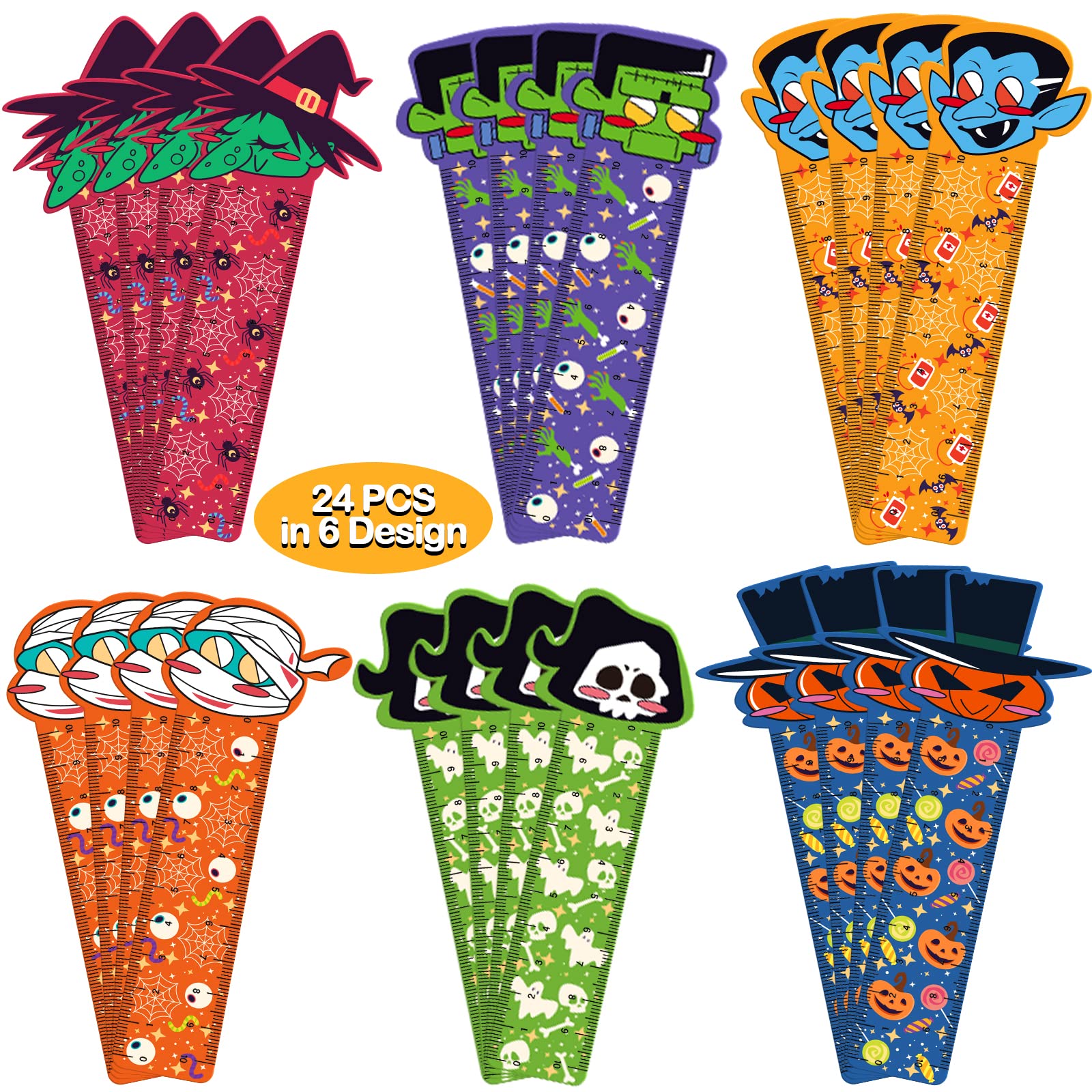 SURCVIO 168pcs Halloween Party Favors Stationery Set for Kids, Halloween Goody Bag Fillers Including Pencil, Eraser, Ruler, Notepad, Stamper, Sticker, Halloween Stationery Kit for Kids Trick or Treat