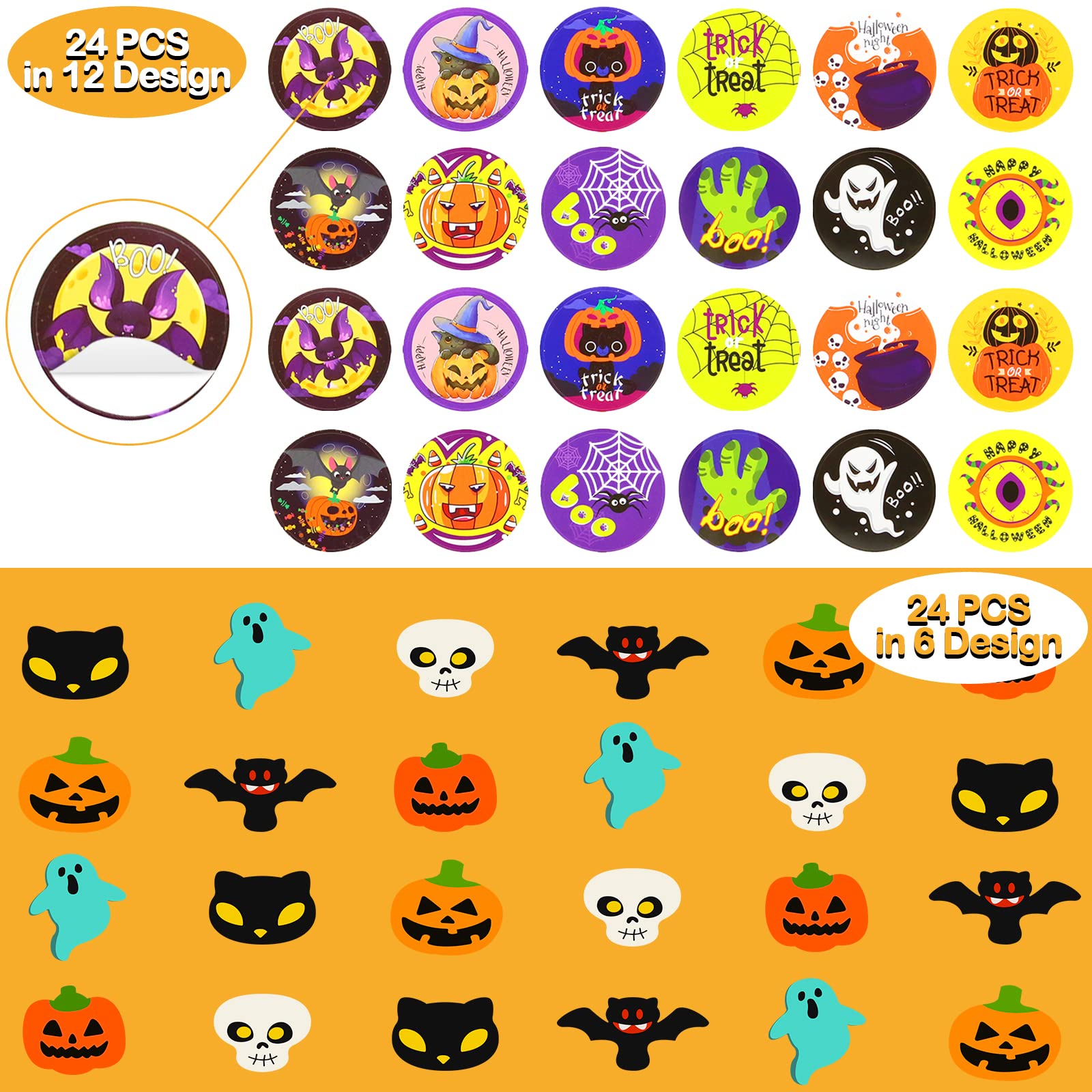 SURCVIO 168pcs Halloween Party Favors Stationery Set for Kids, Halloween Goody Bag Fillers Including Pencil, Eraser, Ruler, Notepad, Stamper, Sticker, Halloween Stationery Kit for Kids Trick or Treat