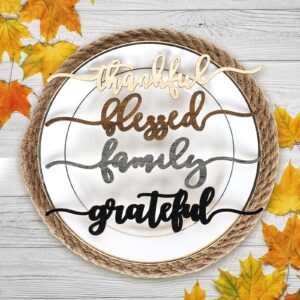 whaline 12pcs fall thanksgiving plate decoration grateful thankful blessed family wooden cutout cards sign autumn harvest table plate ornament for home table farmhouse party supplies