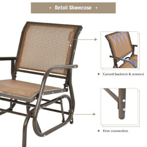 Tangkula Swing Glider Chair, Ergonomic Rocking Chair with Comfortable Fabric, Iron Frame, 4 Non-Slip Foot Pads, Outdoor Patio Glider Rocker Chair for Living Room, Garden, Backyard