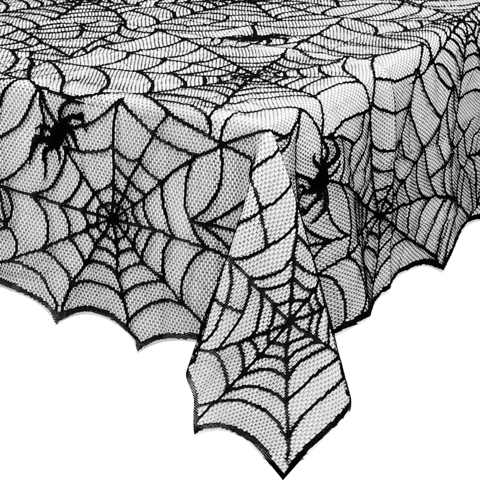 eZAKKA Halloween Table Cloth, 60"x104" Spider Webs Tablecloths Black Tablecloth Lace Fabric Table Cloths Spooky Table Cover for Rectangle Tables for Parties Gothic Halloween Home Decorations