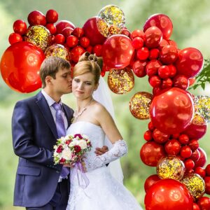 155pcs Red Gold Balloon Garland Kit for Graduation Wedding Birthday Baby Shower Party Decoration