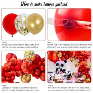 155pcs Red Gold Balloon Garland Kit for Graduation Wedding Birthday Baby Shower Party Decoration