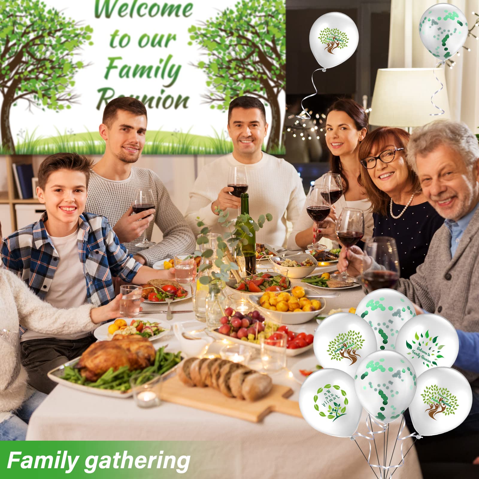 21 Pcs Family Reunion Party Decorations Family Tree Reunion Banner Backdrop Family Tree Theme Latex Balloons Family Gathering Party Supplies for Home Family Reunion Party Decoration (Family Style)