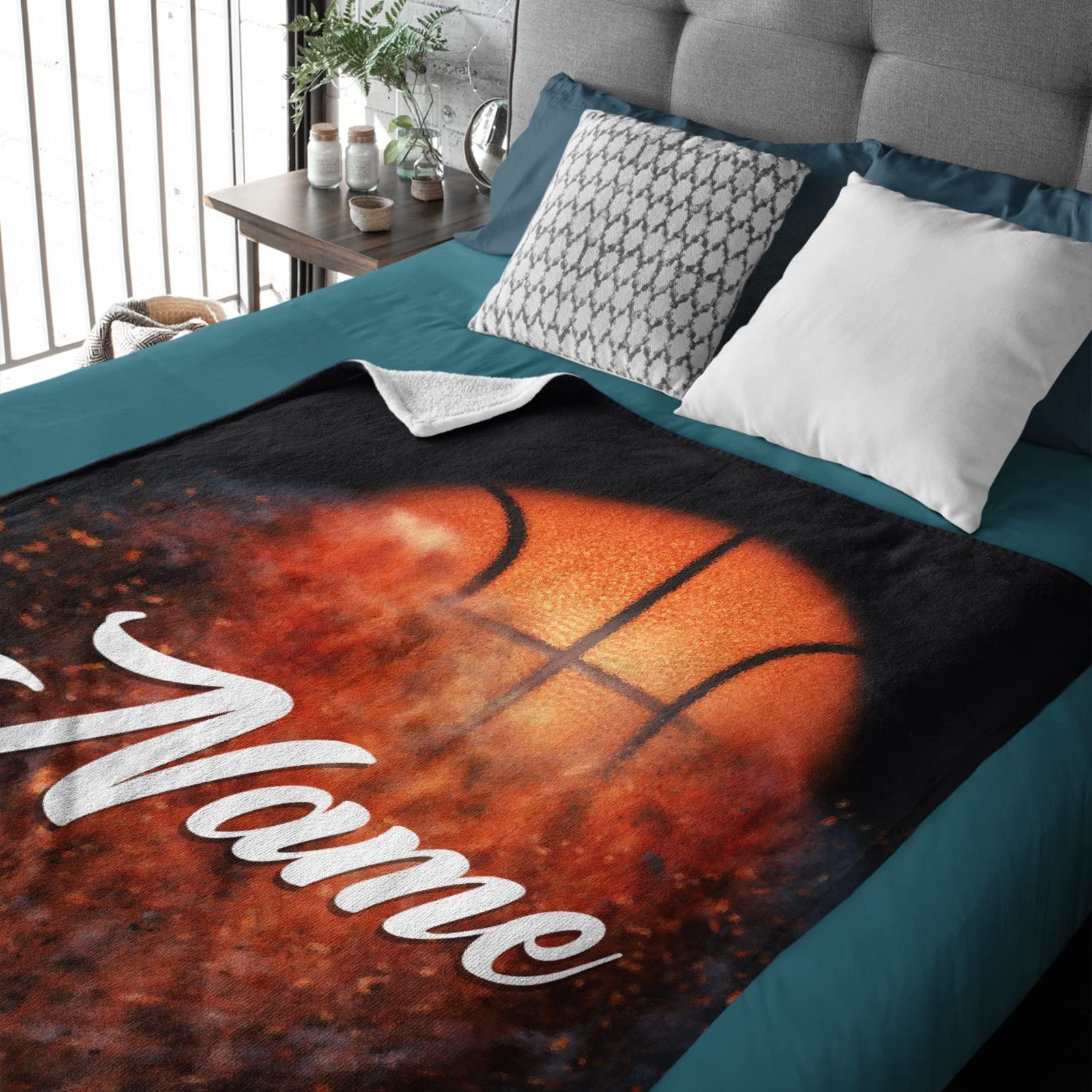 Softerhug Basketball Custom Name Custom Blanket with Words Soft Customized Birthday Throw Personalized Gifts Family Mom Kids Dogs Friends or Lover 60 in x 50 in Medium Teen