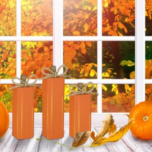 3 Pcs Wooden Fall Thanksgiving Decor Fall Tiered Tray Decor Wood Firework Fall Centerpieces Decorations Farmhouse Tabletop Block Sign for Fall Thanksgiving Autumn Decor (Pumpkin)