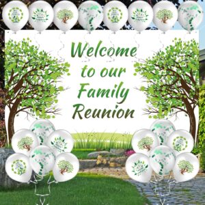 21 pcs family reunion party decorations family tree reunion banner backdrop family tree theme latex balloons family gathering party supplies for home family reunion party decoration (family style)