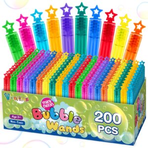 200 pcs mini bubble wands in 10 colors, bulk party favors for kids, themed birthday, christmas, new year, valentine, carnival, school classroom prizes for boys & girls, ideal goodies bags stuffers