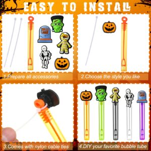 Mini Bubble Wands Halloween Bubbles for Party Favor Decoration Halloween Bat Candy Corn Pumpkin Ghost Mini Bottle Wand Tubes for Halloween Party Supplies No Liquid(Zombie,50 Packs)