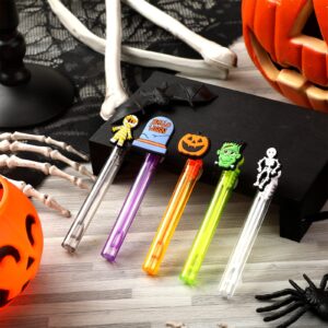 Mini Bubble Wands Halloween Bubbles for Party Favor Decoration Halloween Bat Candy Corn Pumpkin Ghost Mini Bottle Wand Tubes for Halloween Party Supplies No Liquid(Zombie,50 Packs)