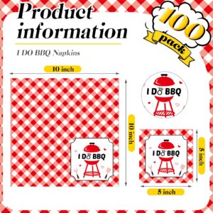 100 Pieces I Do BBQ Napkins I Do BBQ Decorations Red Checkered Napkins Red Gingham Napkins Red I Do BBQ Disposable Paper for Engagement Wedding Bridal Shower, Bachelorette Party Supplies,5 x 5 Inches