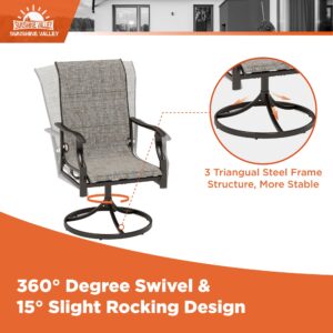 SUNSHINE VALLEY Outdoor Dining Chairs for 2,Swivel Patio Dining Chairs Garden Backyard Lawn Yard Furniture, Steel Frame with Textilene Fabric Rocking Chair.