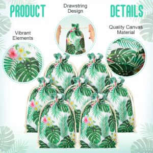 Saintrygo 20 Pcs Tropical Gift Bags Hawaii Gift Bags Luau Party Favor Luau Gift Bags Drawstring Luau Party Favor Bags Tropical Palm Leaf Candy Bag Jewelry Pouches for Summer Luau Aloha(5 x 7 Inch)