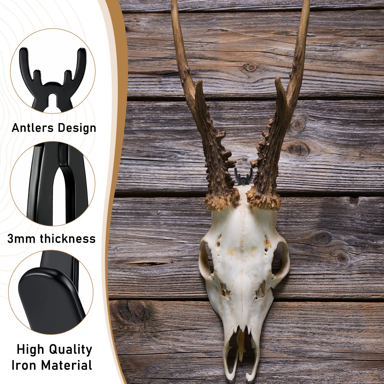 Leifide 15 Pcs European Mount Skull Hanger Antler Style Deer Skull Mount Steel Skull Wall Mount Bracket for Hanging Mounting Elk Deer Antelope Living Room Bedroom Home Decor