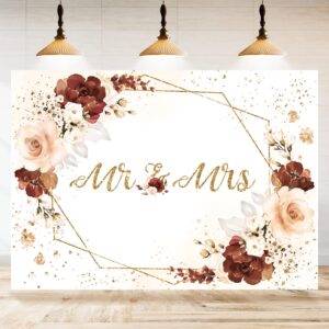 rsuuinu mr & mrs engagement decorations backdrop for couples pink floral wedding bride and groom engaged ceremony anniversary backdrops bridal shower supplies photo booth props background 7x5ft