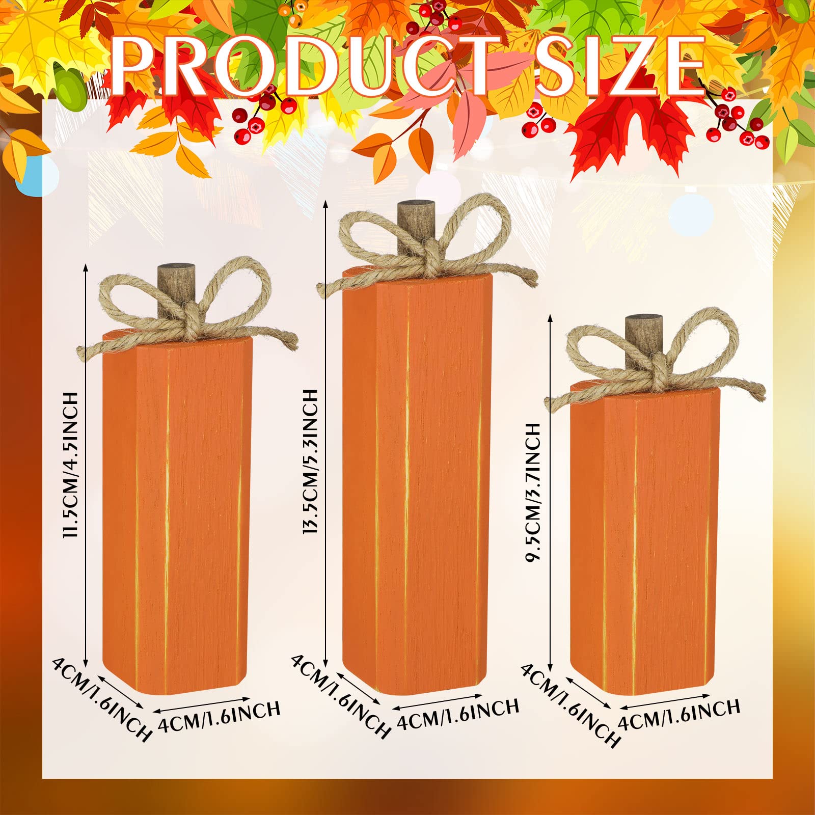 3 Pcs Wooden Fall Thanksgiving Decor Fall Tiered Tray Decor Wood Firework Fall Centerpieces Decorations Farmhouse Tabletop Block Sign for Fall Thanksgiving Autumn Decor (Pumpkin)