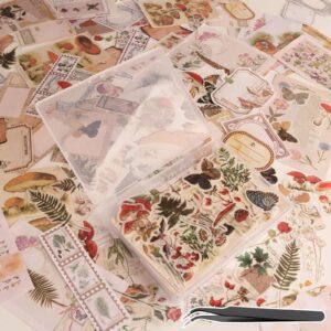 200pcs vintage scrapbook stickers, aesthetic junk journal stamping supplies kit, scrapbooking ephemera washi paper for bullet journaling planners diary collage