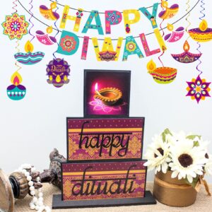 Diwali Decorations Happy Diwali Banner Hanging Swirls Kit Diwali Decor Hanging Decorations Diwali Rangoli Diya Hanging Decors for House Happy Diwali Banner for Home