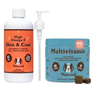 natural dog company everyday itch relief bundle, includes (1) multivitamin supplement chews -90 pcs and (1) skin and coat oil food topper-16 oz., vitamins for dogs, itch relief, skin and coat suppleme