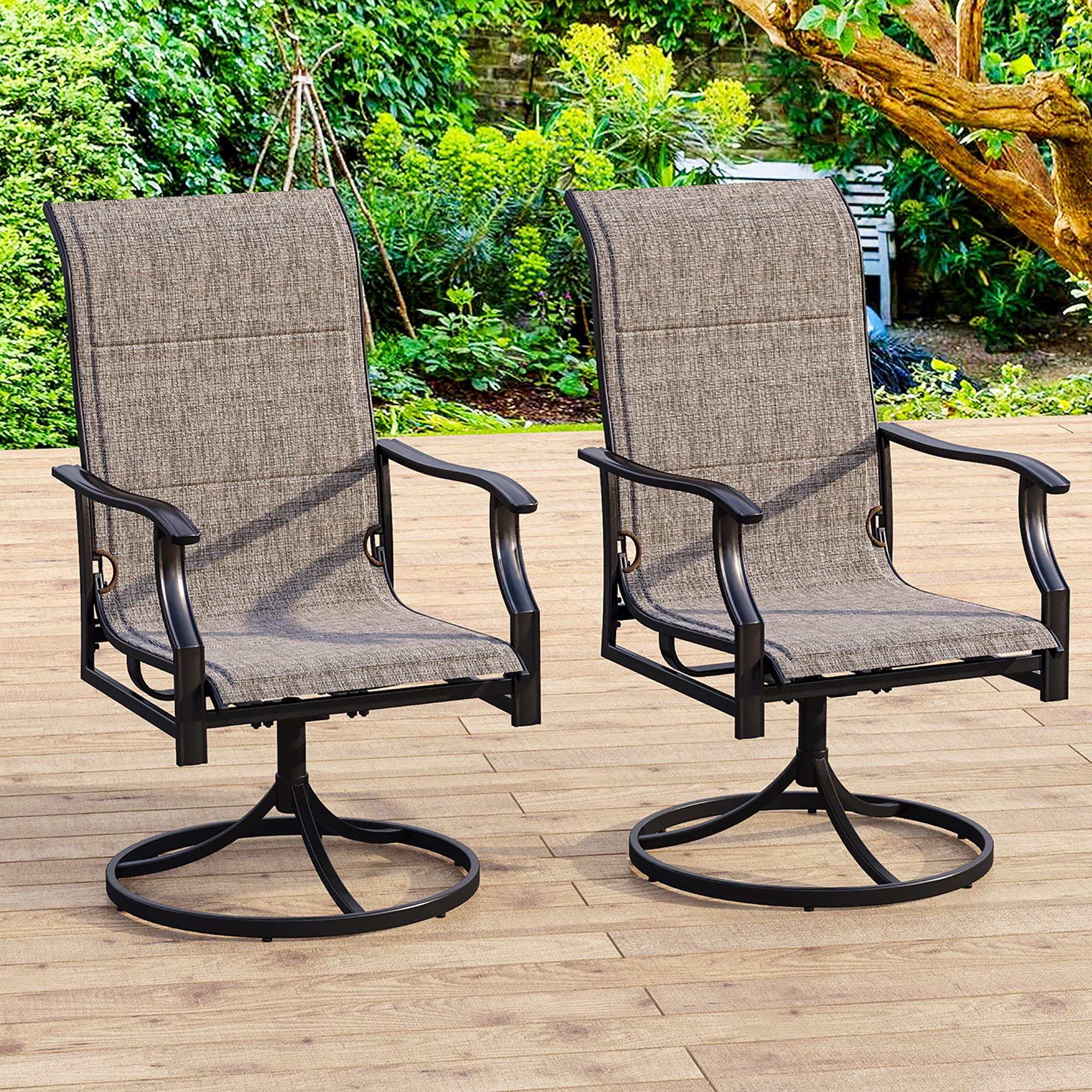 SUNSHINE VALLEY Outdoor Dining Chairs for 2,Swivel Patio Dining Chairs Garden Backyard Lawn Yard Furniture, Steel Frame with Textilene Fabric Rocking Chair.