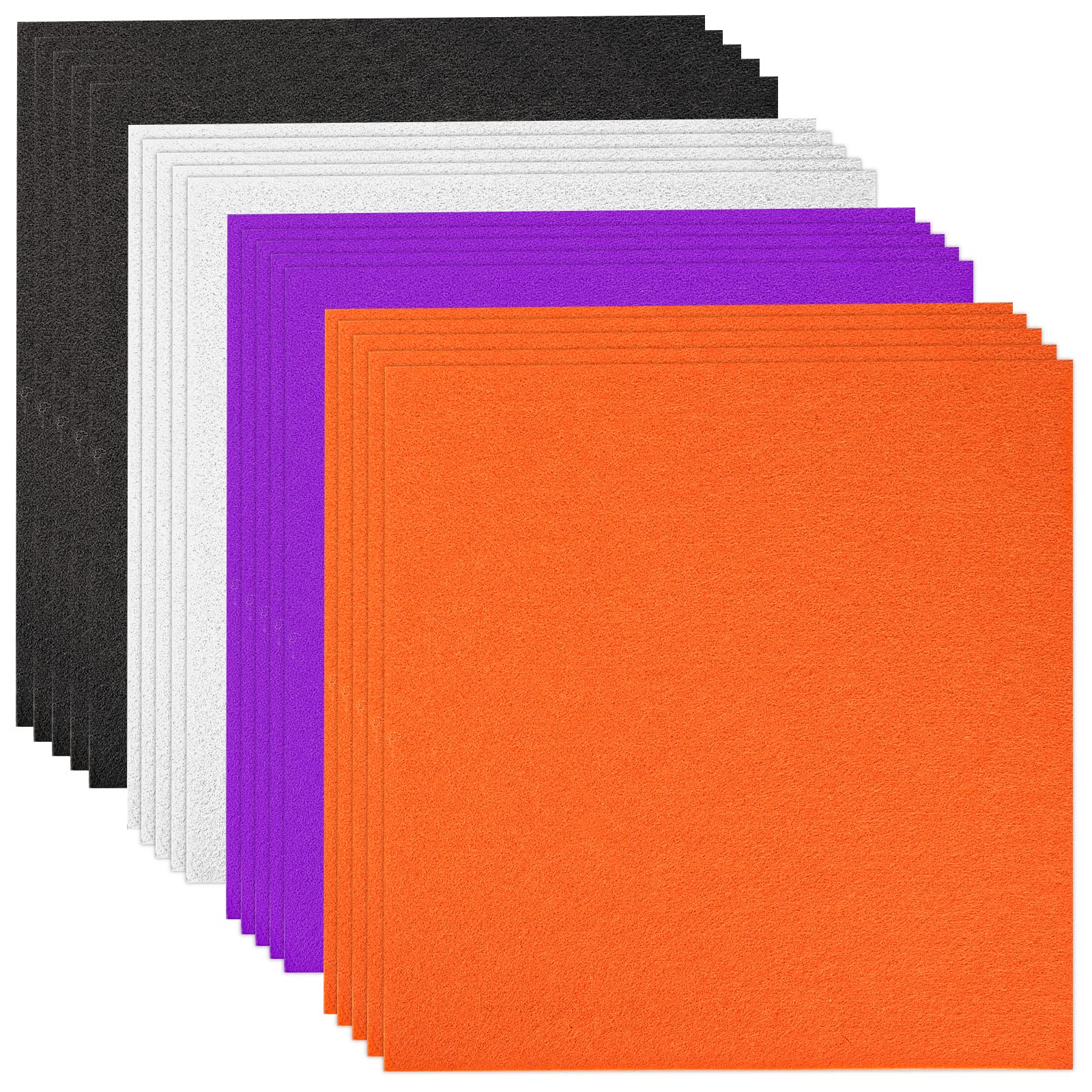 AIEX 24pcs 10 x 10 Inch Halloween Felt, Felt Fabric Sheets 1mm Thick Stiff Felt Squares for DIY Crafts Patchwork Sewing Decorative Projects(Black, White, Orange, Purple)