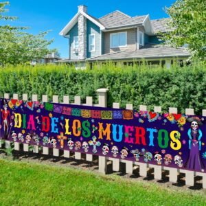 dia de los muertos decorations day of the dead banner yard sign backdrop banner with floral sugar skull for indoor outdoor mexican themed party halloween decorations supplies