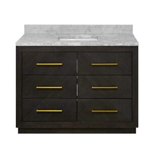 Avery 48-inch Bathroom Vanity (Carrara/Dark Oak): Includes Dark Oak Cabinet with Stunning Carrara Marble Countertop and White Ceramic Sink