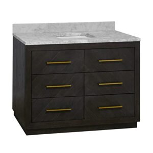 avery 48-inch bathroom vanity (carrara/dark oak): includes dark oak cabinet with stunning carrara marble countertop and white ceramic sink