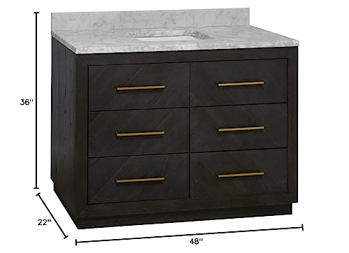 Avery 48-inch Bathroom Vanity (Carrara/Dark Oak): Includes Dark Oak Cabinet with Stunning Carrara Marble Countertop and White Ceramic Sink