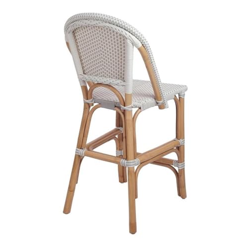 Home Square 25.5" Rattan Bistro Counter Stool in White - Set of 3